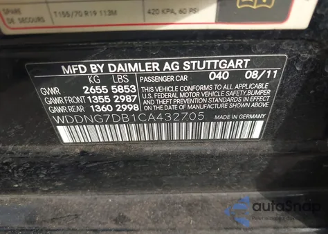 2012 Mercedes-Benz S 550 from USA, damaged, VIN WDDNG7DB1CA432705